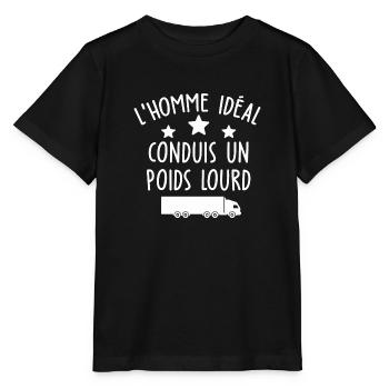 Routier - l'homme idéal conduis un poids lourd - T-shirt bio MINI CREATOR Stanley/Stella Enfant - noir - Devant - Mikhail (115cm)