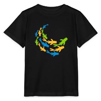 Bunter Schwarm Koi Fische - Stanley/Stella Kinder T-Shirt MINI CREATOR  - Schwarz - Vorne - Mikhail (115cm)