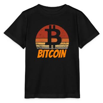 Bitcoin BTC Vintage Rétro Sunset - T-shirt bio MINI CREATOR Stanley/Stella Enfant - noir - Devant - Mikhail (115cm)