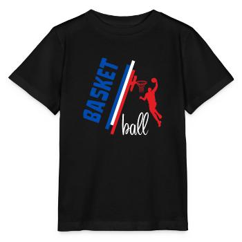 Basketball Bleu Blanc Rouge France - T-shirt bio MINI CREATOR Stanley/Stella Enfant - noir - Devant - Mikhail (115cm)