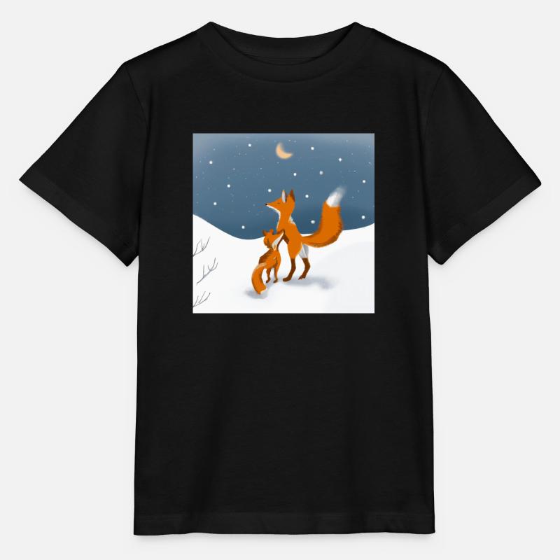 Renards dans la neige - T-shirt bio MINI CREATOR Stanley/Stella Enfant - noir
