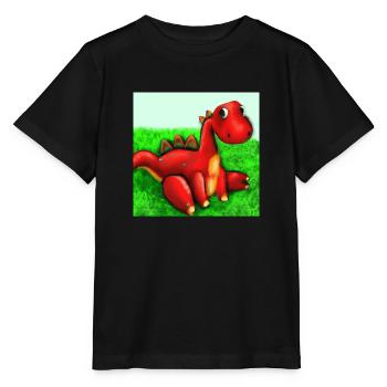 Roter Dinosaurier - Stanley/Stella Kinder T-Shirt MINI CREATOR  - Schwarz - Vorne - Mikhail (115cm)