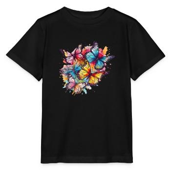 Beaux papillons Aquarelle Art - T-shirt bio MINI CREATOR Stanley/Stella Enfant - noir - Devant - Mikhail (115cm)