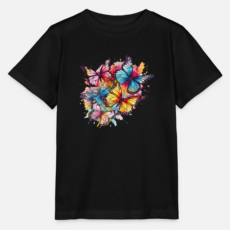 Beaux papillons Aquarelle Art - T-shirt bio MINI CREATOR Stanley/Stella Enfant - noir