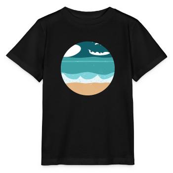 Plage avec Waves Illustration - T-shirt bio MINI CREATOR Stanley/Stella Enfant - noir - Devant - Mikhail (115cm)