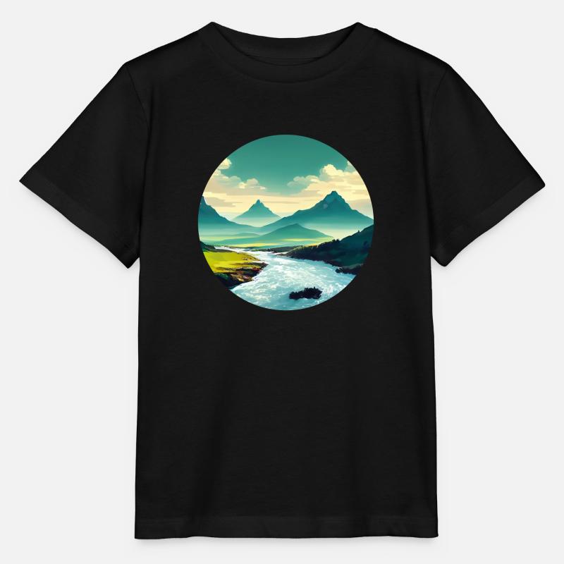 Montagne avec rivière - T-shirt bio MINI CREATOR Stanley/Stella Enfant - noir