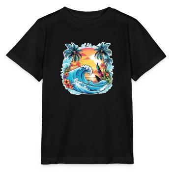 Surfen Strand Palme Sonnenschein Urlaub - Stanley/Stella Kinder T-Shirt MINI CREATOR  - Schwarz - Vorne - Mikhail (115cm)