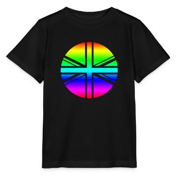 round UK Union Jack flag rainbow mod - Stanley/Stella MINI CREATOR Kids’ T-Shirt - black - Front - Mikhail (115cm)