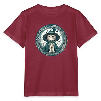 Kitty Cat Wizard - Stanley/Stella MINI CREATOR Kids’ T-Shirt - burgundy - Front - Kain (125cm)