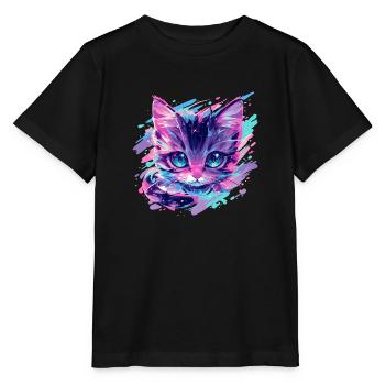 cosmic cat - Stanley/Stella MINI CREATOR Kids’ T-Shirt - black - Front - Mikhail (115cm)