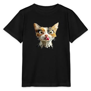 Funny Cat - Stanley/Stella Kinder T-Shirt MINI CREATOR  - Schwarz - Vorne - Mikhail (115cm)