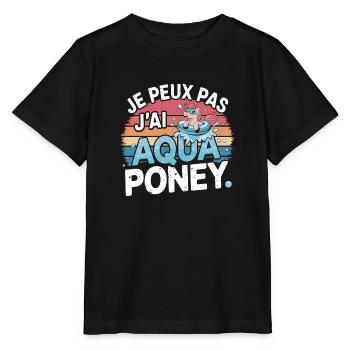je peux pas j ai Aqua poney - T-shirt bio MINI CREATOR Stanley/Stella Enfant - noir - Devant - Mikhail (115cm)