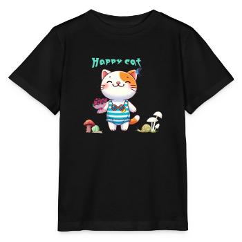 Cute cat - Stanley/Stella MINI CREATOR Kids’ T-Shirt - black - Front - Mikhail (115cm)