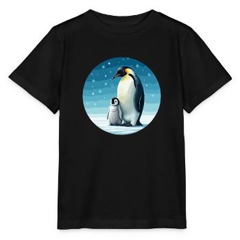 Manchot empereur avec enfant - T-shirt bio MINI CREATOR Stanley/Stella Enfant - noir - Devant - Mikhail (115cm)