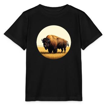 Bison dans la prairie - T-shirt bio MINI CREATOR Stanley/Stella Enfant - noir - Devant - Mikhail (115cm)