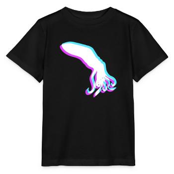 Pieuvre 3D Illusion Design Cool Bleu Rouge Cyan Rose - T-shirt bio MINI CREATOR Stanley/Stella Enfant - noir - Devant - Mikhail (115cm)