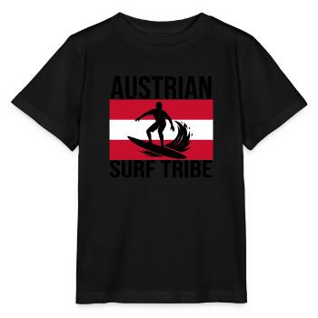 Austrian Surf Tribe Surfshirt - Stanley/Stella Kinder T-Shirt MINI CREATOR  - Schwarz - Vorne - Mikhail (115cm)