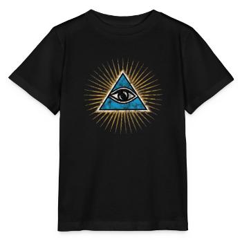 Allsehendes Auge, Dreieck, Pyramide, Vintage, Gott - Stanley/Stella Kinder T-Shirt MINI CREATOR  - Schwarz - Vorne - Mikhail (115cm)