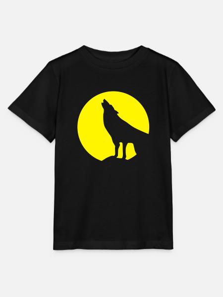 Wolf und Vollmond - Stanley/Stella Kinder T-Shirt MINI CREATOR - Schwarz