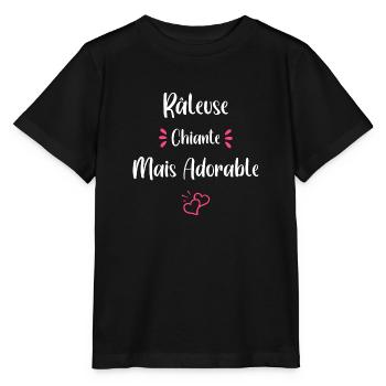 Je suis râleuse chiante mais adorable - T-shirt bio MINI CREATOR Stanley/Stella Enfant - noir - Devant - Mikhail (115cm)