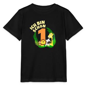 Ich bin schon 1 Jahr alt Dschungel Tier Geburtstag - Stanley/Stella Kinder T-Shirt MINI CREATOR  - Schwarz - Vorne - Mikhail (115cm)