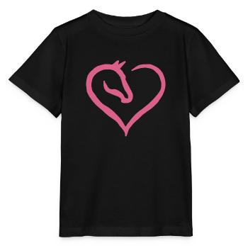 Pferd Herz Reiten Pferdebesitzerin Geschenkidee - Stanley/Stella Kinder T-Shirt MINI CREATOR  - Schwarz - Vorne - Mikhail (115cm)