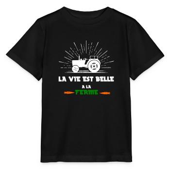 la vie est belle a la ferme - T-shirt bio MINI CREATOR Stanley/Stella Enfant - noir - Devant - Mikhail (115cm)