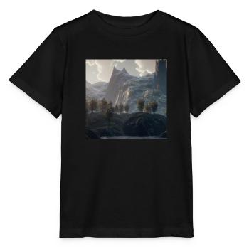 Beau paysage de montagne dans le brouillard - T-shirt bio MINI CREATOR Stanley/Stella Enfant - noir - Devant - Mikhail (115cm)
