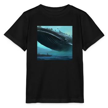 Whale floating in the sky - Stanley/Stella MINI CREATOR Kids’ T-Shirt - black - Front - Mikhail (115cm)