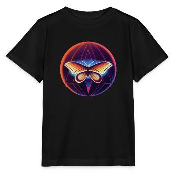 Signe papillon rtro sur le globe terrestre - T-shirt bio MINI CREATOR Stanley/Stella Enfant - noir - Devant - Mikhail (115cm)