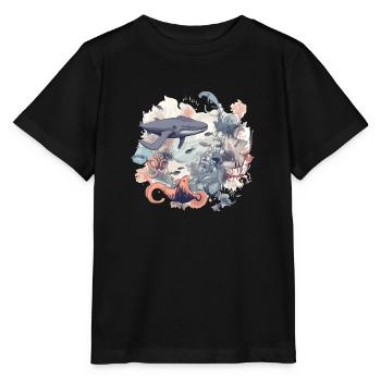 Créatures de la mer - T-shirt bio MINI CREATOR Stanley/Stella Enfant - noir - Devant - Mikhail (115cm)
