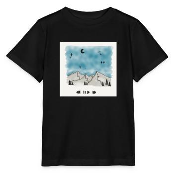 Zeichnung - Berge, Nachthimmel, Musik - Stanley/Stella Kinder T-Shirt MINI CREATOR  - Schwarz - Vorne - Mikhail (115cm)