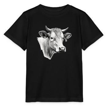 Die Kuh in Bleistift 2 - Stanley/Stella Kinder T-Shirt MINI CREATOR  - Schwarz - Vorne - Mikhail (115cm)