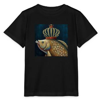 Poisson rouge couronné - T-shirt bio MINI CREATOR Stanley/Stella Enfant - noir - Devant - Mikhail (115cm)