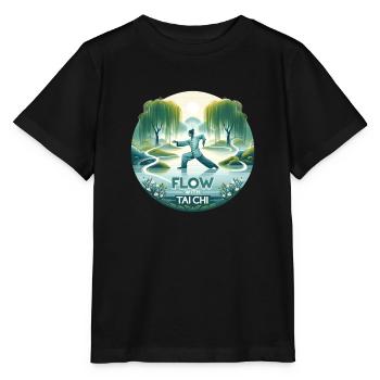 "Flow mit Tai Chi" - Tranqu Tai Chi Design - Stanley/Stella Kinder T-Shirt MINI CREATOR  - Schwarz - Vorne - Mikhail (115cm)