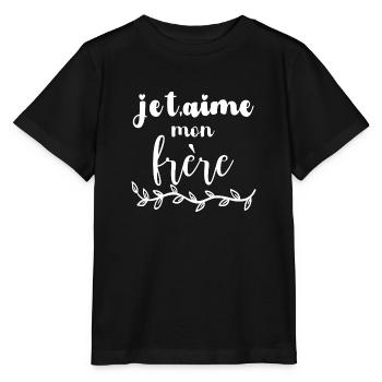 je t aime mon frère - T-shirt bio MINI CREATOR Stanley/Stella Enfant - noir - Devant - Mikhail (115cm)