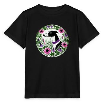 Lévrier noir et blanc - T-shirt bio MINI CREATOR Stanley/Stella Enfant - noir - Devant - Mikhail (115cm)
