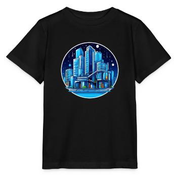 Stadt Nachthimmel - Stanley/Stella Kinder T-Shirt MINI CREATOR  - Schwarz - Vorne - Mikhail (115cm)
