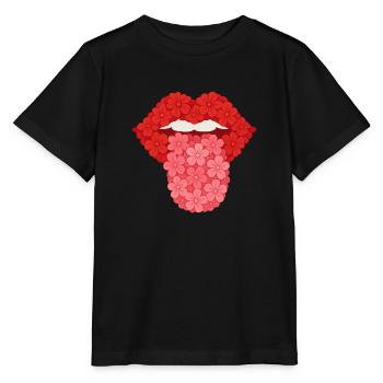 Blumige Lippen - Stanley/Stella Kinder T-Shirt MINI CREATOR  - Schwarz - Vorne - Mikhail (115cm)