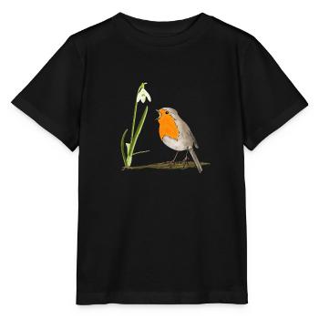 Printemps, merles, perce-neige - T-shirt bio MINI CREATOR Stanley/Stella Enfant - noir - Devant - Mikhail (115cm)