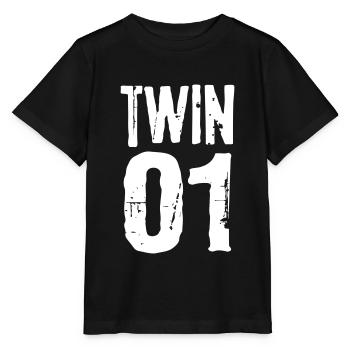 Twin 01 02 Twins Partnerlook Twin cadeau - T-shirt bio MINI CREATOR Stanley/Stella Enfant - noir - Devant - Mikhail (115cm)
