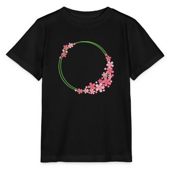 Blumen Rahmen Rund - Stanley/Stella Kinder T-Shirt MINI CREATOR  - Schwarz - Vorne - Mikhail (115cm)