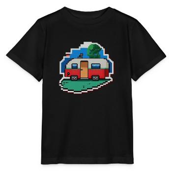 pixel vintage camper car - Stanley/Stella Kinder T-Shirt MINI CREATOR  - Schwarz - Vorne - Mikhail (115cm)
