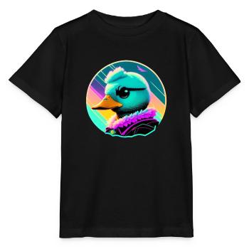 Cyber Ente bunt - Stanley/Stella Kinder T-Shirt MINI CREATOR  - Schwarz - Vorne - Mikhail (115cm)