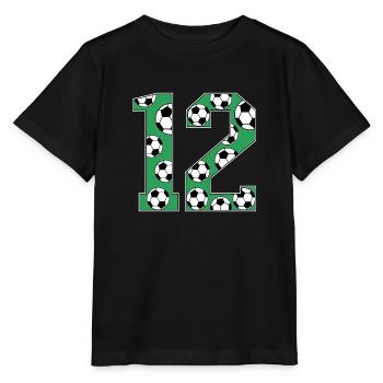 12 Birthday Football Green - Stanley/Stella MINI CREATOR Kids’ T-Shirt - black - Front - Mikhail (115cm)