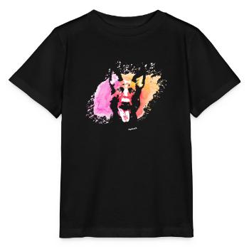Schäferhund Farbklecks - Stanley/Stella Kinder T-Shirt MINI CREATOR  - Schwarz - Vorne - Mikhail (115cm)