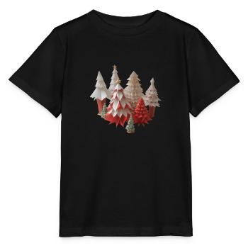 Scène de forêt de Noël en origami - T-shirt bio MINI CREATOR Stanley/Stella Enfant - noir - Devant - Mikhail (115cm)