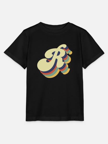Retro-Buchstabe R - Stanley/Stella Kinder T-Shirt MINI CREATOR - Schwarz