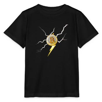 Bitcoin logo with lightning bolts - Stanley/Stella MINI CREATOR Kids’ T-Shirt - black - Front - Mikhail (115cm)