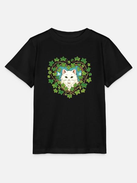 Weiße Katze Efeu - Stanley/Stella Kinder T-Shirt MINI CREATOR - Schwarz